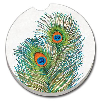 Vivid Peacock Feathers-Bulk Car Coaster