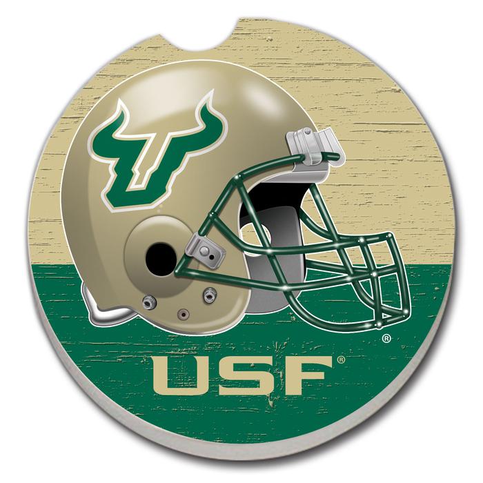 University of South Florida Helmet Car Coaster with Gold Helmet BULK