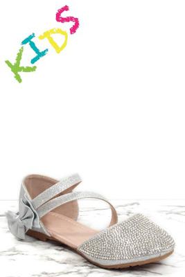 Girls Rhinestone Bow Ballet Flats