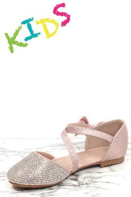 Girls Rhinestone Bow Ballet Flats