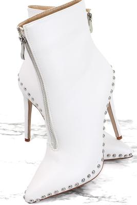Studded High Heel Pointy Booties