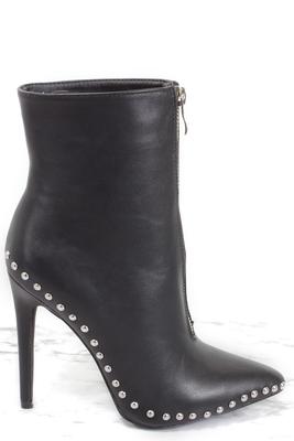 Studded High Heel Pointy Booties