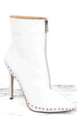 Studded High Heel Pointy Booties