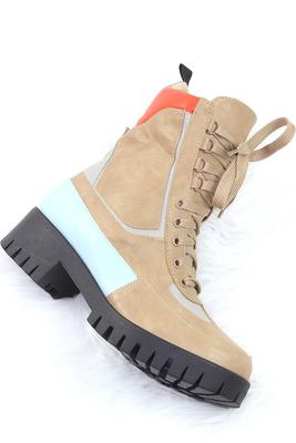 Lace Up Lug Sole Combat Booties