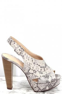 Peep Toe Crisscross Wooden Platform Heel