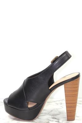 Peep Toe Crisscross Wooden Platform Heel
