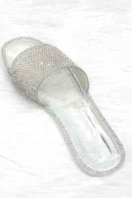 Rhinestone Band Jelly Slide-On Sandal