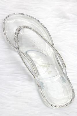 Rhinestone Jelly Thong Slide-On Sandal