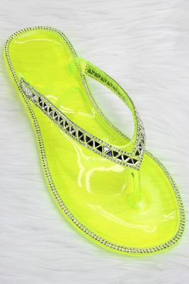 Rhinestone Jelly Thong Slide-On Sandal