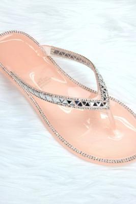 Rhinestone Jelly Thong Slide-On Sandal