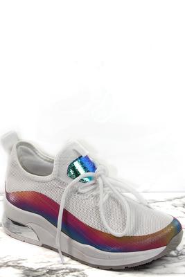 Athletic Hologram Lace Up Fashion Sneaker