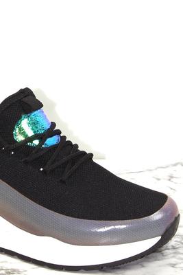 Athletic Hologram Lace Up Fashion Sneaker
