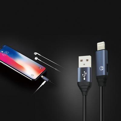 EC42P-IP-GY ESOULK 2.4A Premium USB Cable With Earphone Port (6ft/1.8M)