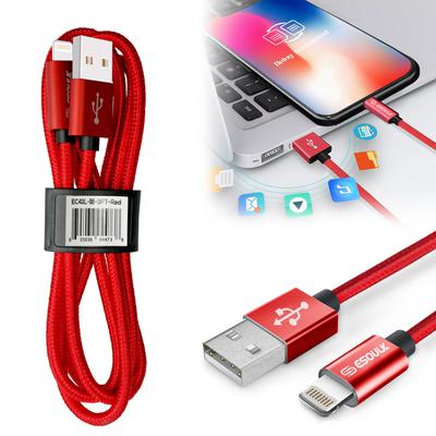 EC41L-IP-RD Esoulk 【3.3ft/1m】Nylon Braided USB Cable for iPhone