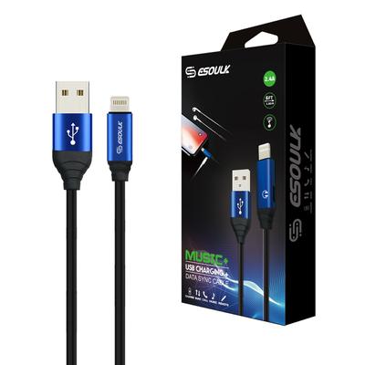 EC42P-IP-BU ESOULK 2.4A Premium USB Cable With Earphone Port (6ft/1.8M)
