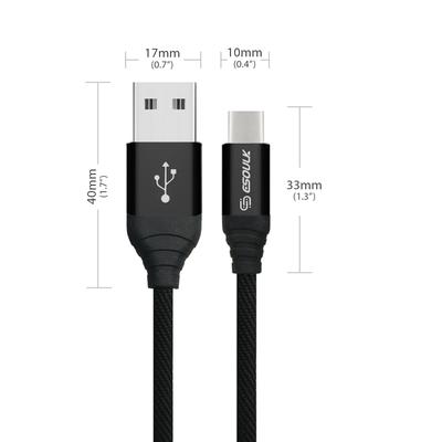 EC40P-TPC-BK: Esoulk 2A Heavy Duty Braided USB Cable 2M (6.6ft)Black