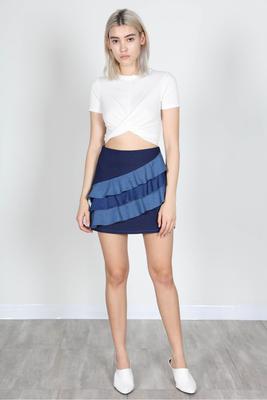 RUFFLE DENIM SKIRT