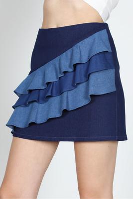 RUFFLE DENIM SKIRT