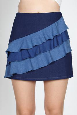 RUFFLE DENIM SKIRT