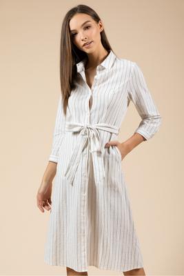 STRIPE BUTTON DOWN LONG DRESS