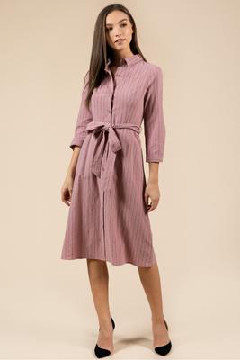 STRIPE BUTTON DOWN LONG DRESS
