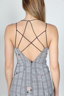 FLORAL PLAID DRESS