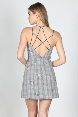 FLORAL PLAID DRESS