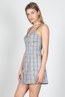 FLORAL PLAID DRESS