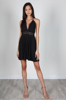 SOLID COLOR SEXY CAUSAL HALTER DRESS