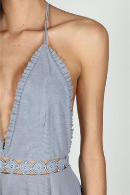 SOLID COLOR SEXY CAUSAL HALTER DRESS