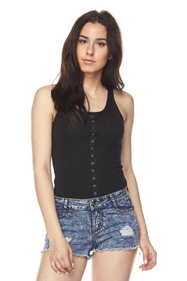 Solid Bodysuit with Button Down Snap