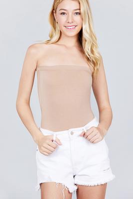 Solid Strapless Tube Top Bodysuit