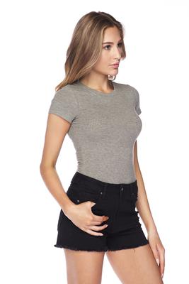 Solid Rib Knit Short Sleeve Bodysuit