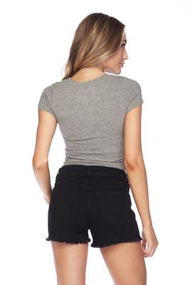 Solid Rib Knit Short Sleeve Bodysuit