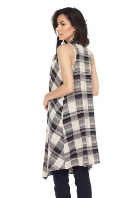 PLUS Plaid Print Hacci Knit Sleeveless Cardigan