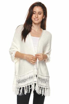 Fringed Knit Cardigan.