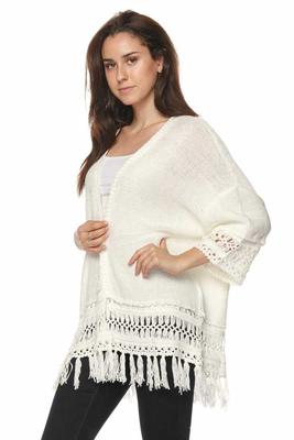 Fringed Knit Cardigan.