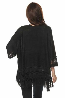 Fringed Knit Cardigan.