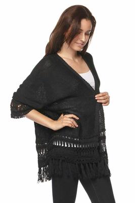 Fringed Knit Cardigan.