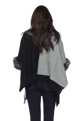 Color Contrast Poncho Sweater