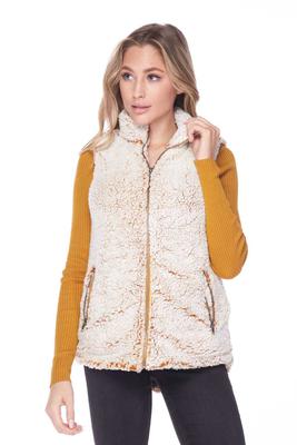 Solid Zipper Front Sherpa Fur Vest