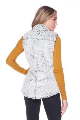 Solid Zipper Front Sherpa Fur Vest