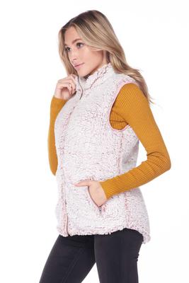 Solid Zipper Front Sherpa Fur Vest