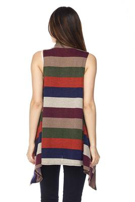 PLUS: Color Block Print Sleeveless Draped Hacci Cardigan