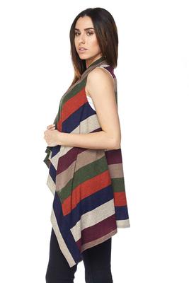 PLUS: Color Block Print Sleeveless Draped Hacci Cardigan