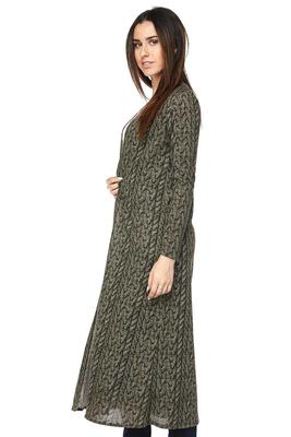 PLUS Open Front Cable Knit Print Long Cardigan