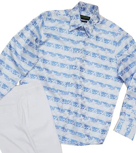 Men's 100% Cotton Shirt by Inserch / Merc - Pattern Stripe / Lt Blue