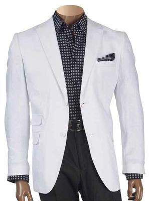 Men's White Linen Twill Blazer by Merc/Inserch