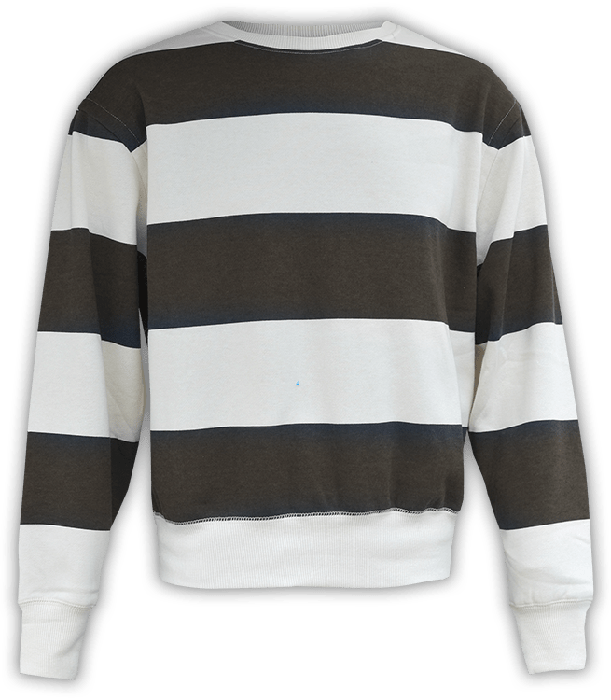 Mens Rugby Striped Burnout Crewneck
