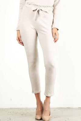 Oatmeal Front Scrunch Tie Pants
